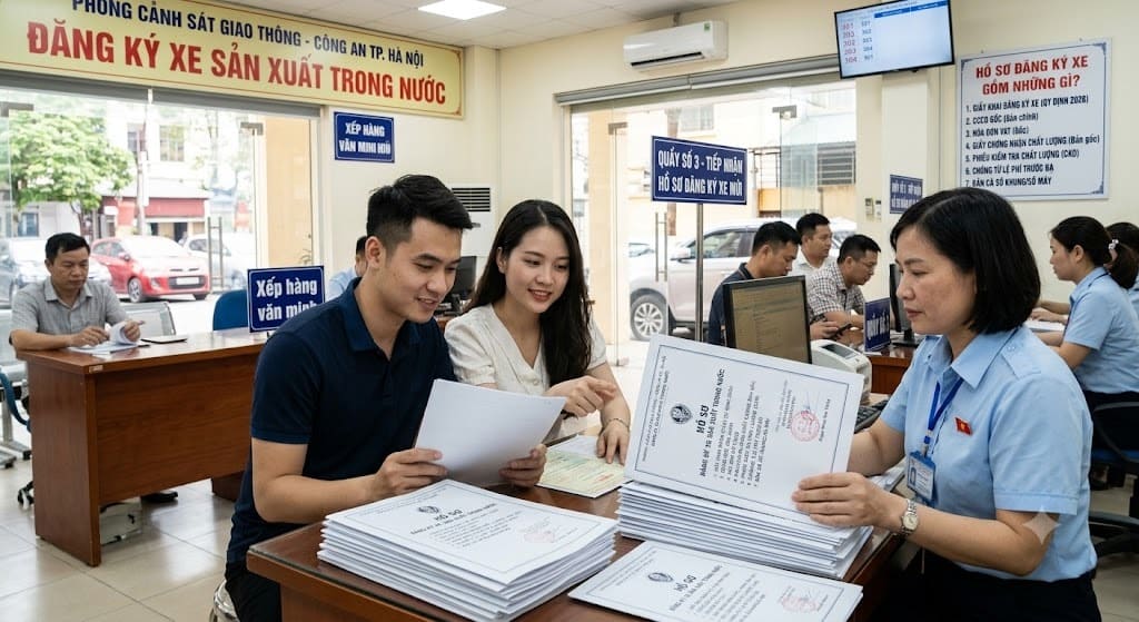 Quy trình hướng dẫn chuẩn bị hồ sơ đăng ký xe ô tô sản xuất trong nước chuẩn pháp lý để bấm biển số xe đẹp tại website SODEP.COM.VN