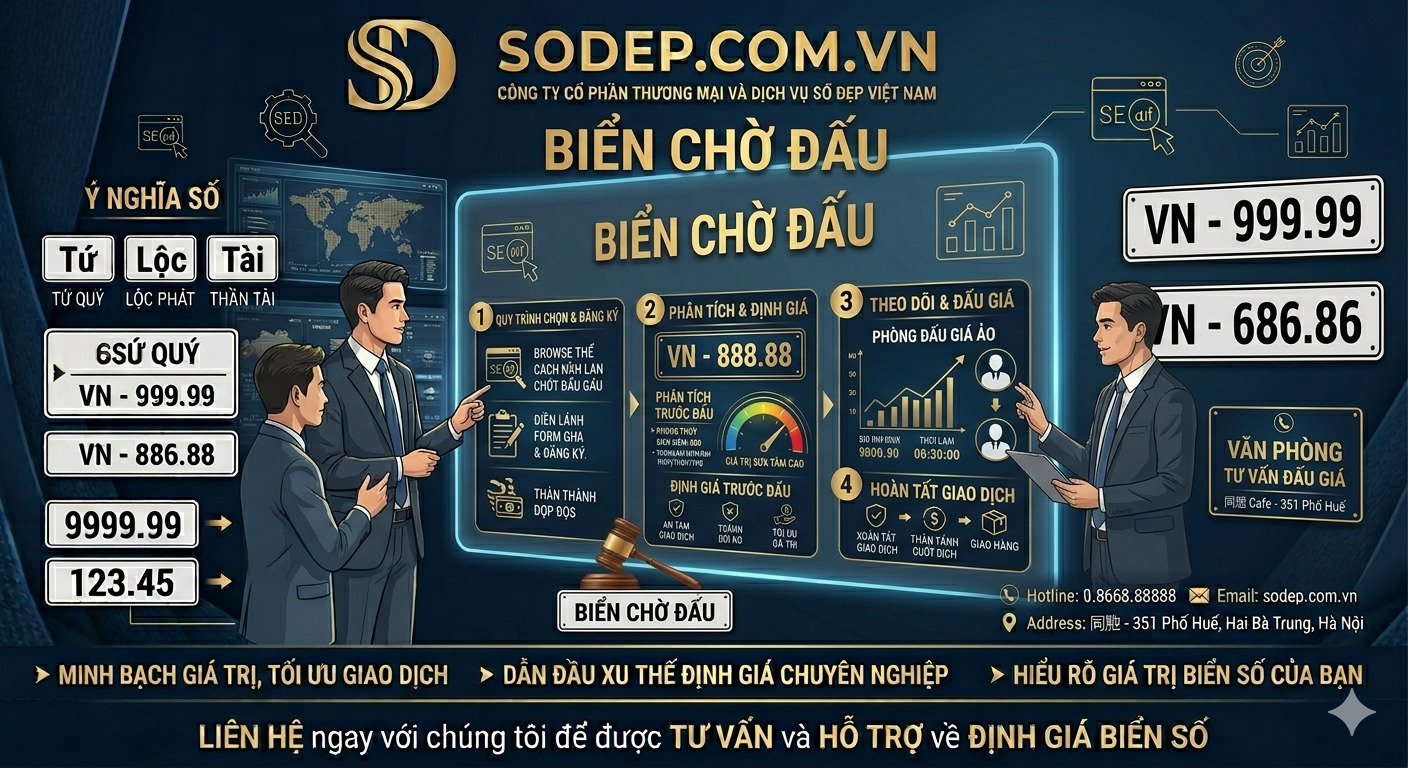 Danh sách biển số xe đẹp đang chờ đấu giá và dịch vụ hỗ trợ chuyên nghiệp tại SODEP.COM.VN