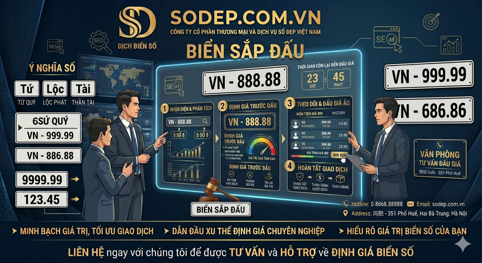 Danh sách biển số xe đẹp sắp được đưa ra đấu giá và dịch vụ hỗ trợ chuyên nghiệp tại SODEP.COM.VN